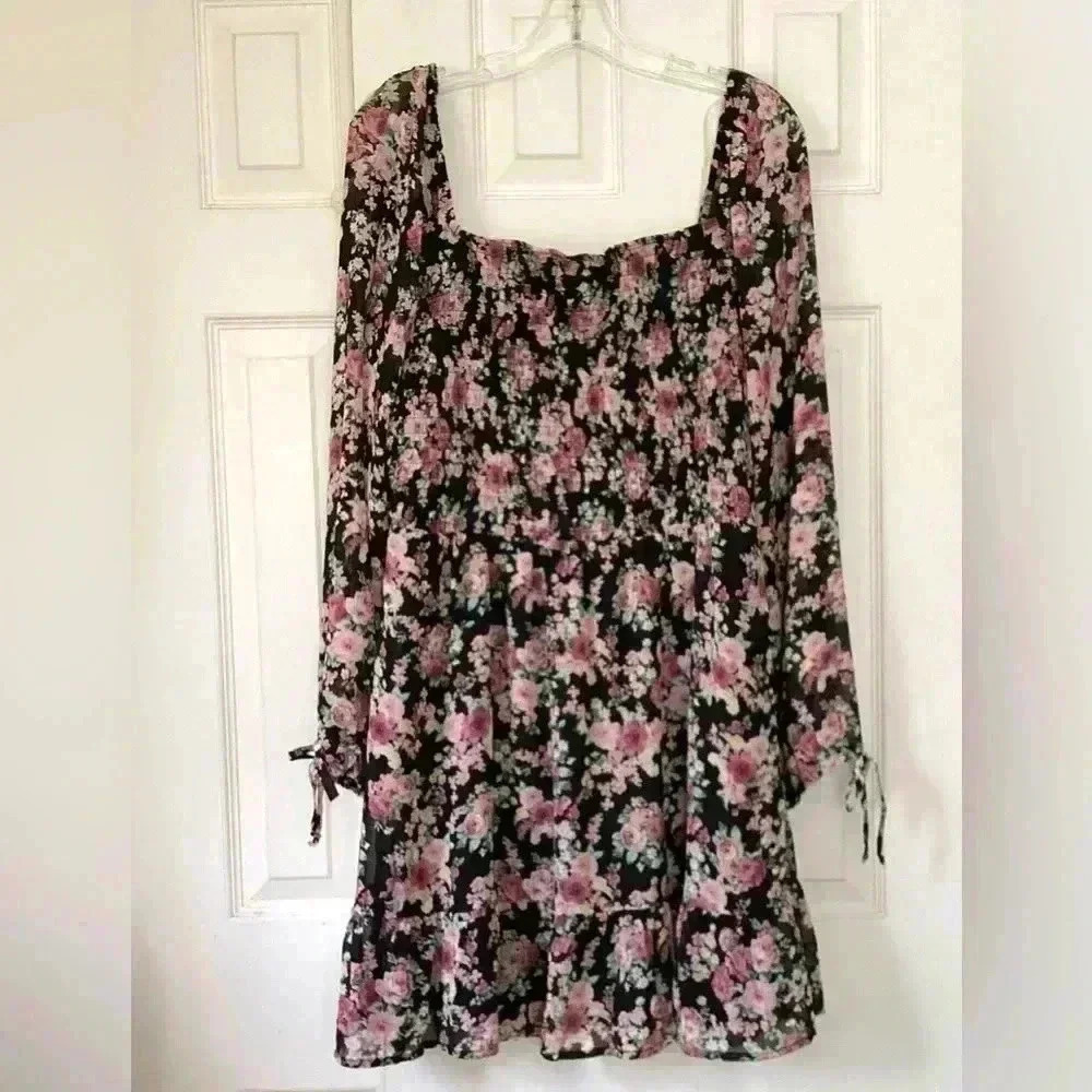 NWT Lily rose 2XL Floral paisley long Sleeve Mini Dress